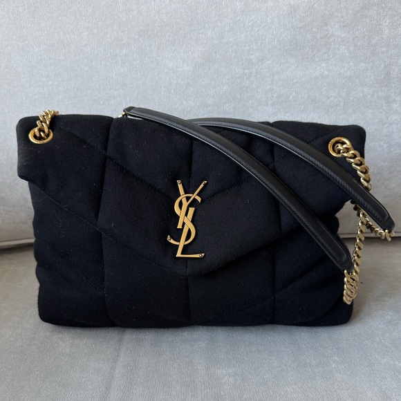 Saint Laurent Handbags - YSL Quilted Wool Jersey LouLou Puffer Medium Black